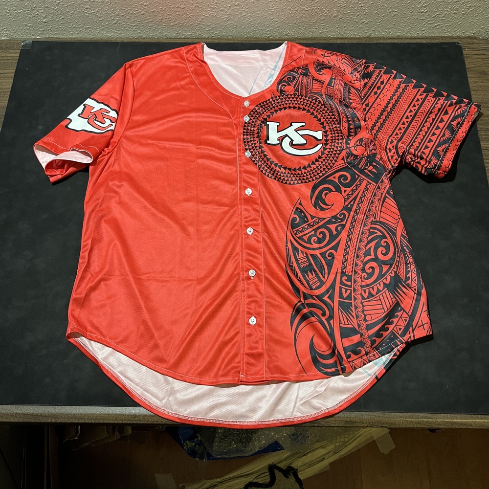 Kansas City Chiefs Baseball Jersey Polynesian Heritage NFL Football Tribal Print